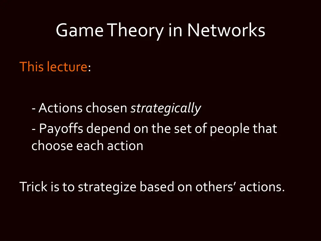 game theory in networks