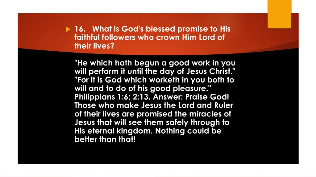 16 what is god s blessed promise to his faithful