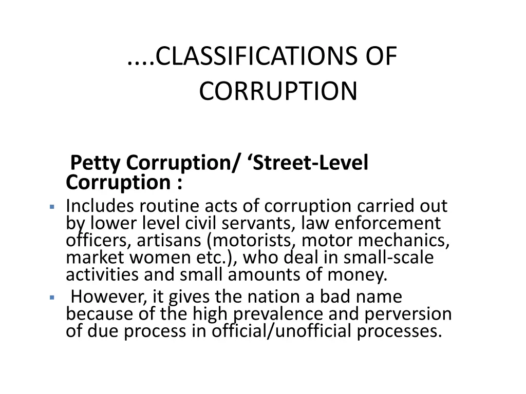classifications of corruption 1
