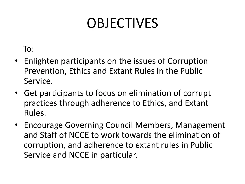 objectives