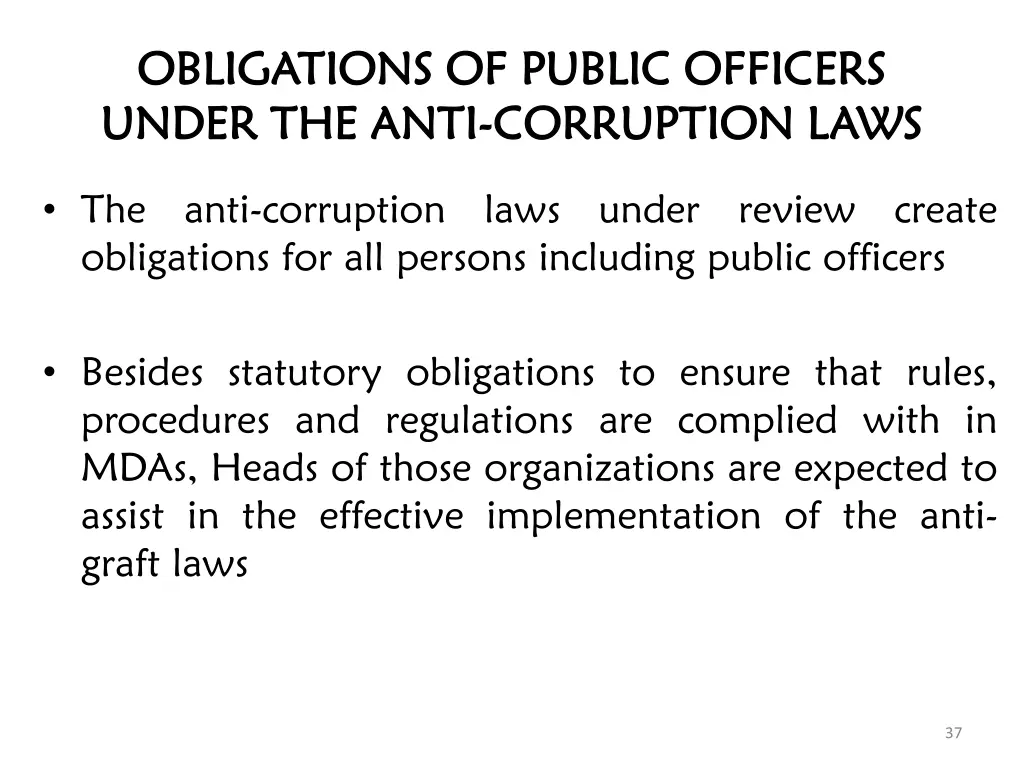 obligations of public officers obligations