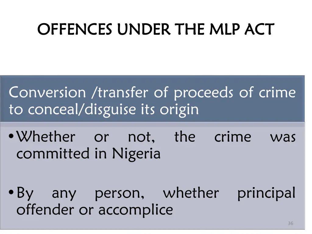 offences under the mlp act offences under