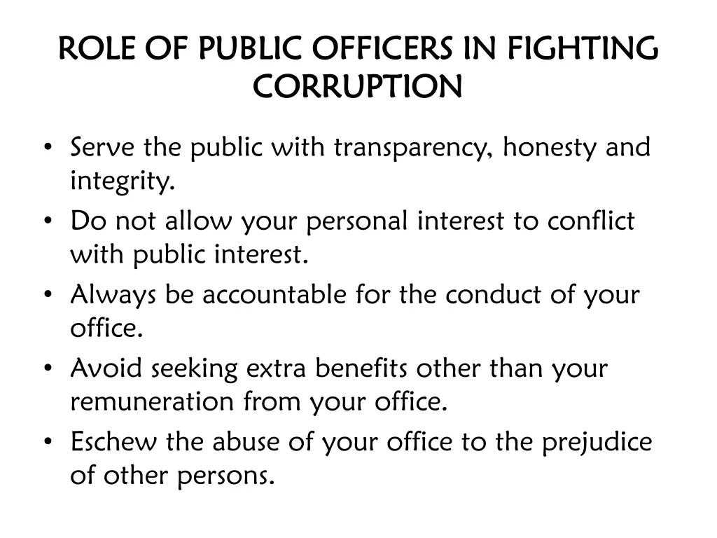 role of public officers in fighting role