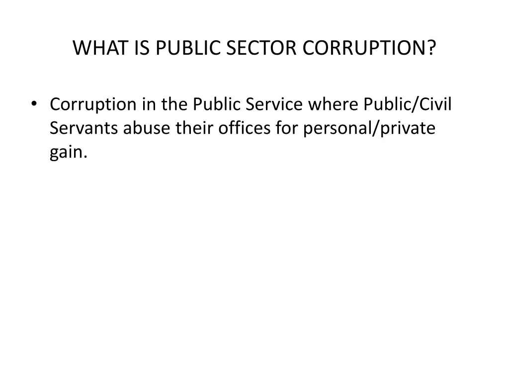 what is public sector corruption