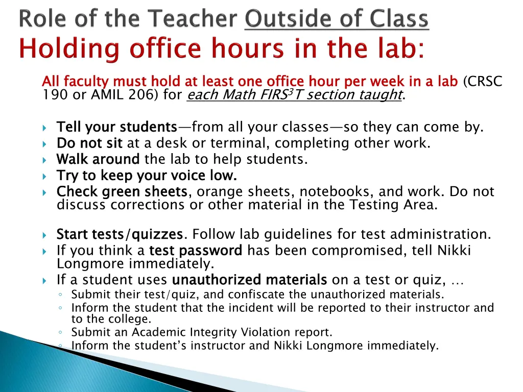 all faculty must hold at least one office hour