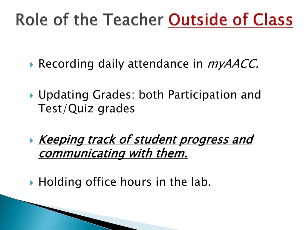 recording daily attendance in myaacc