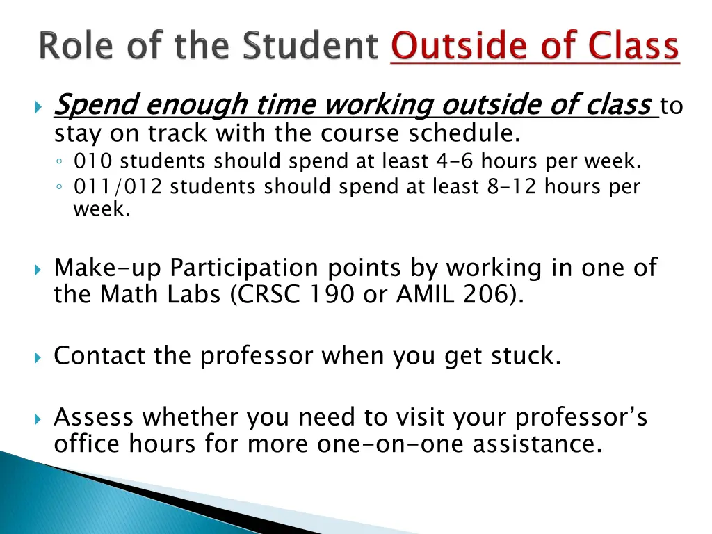 spend enough time working outside of class stay