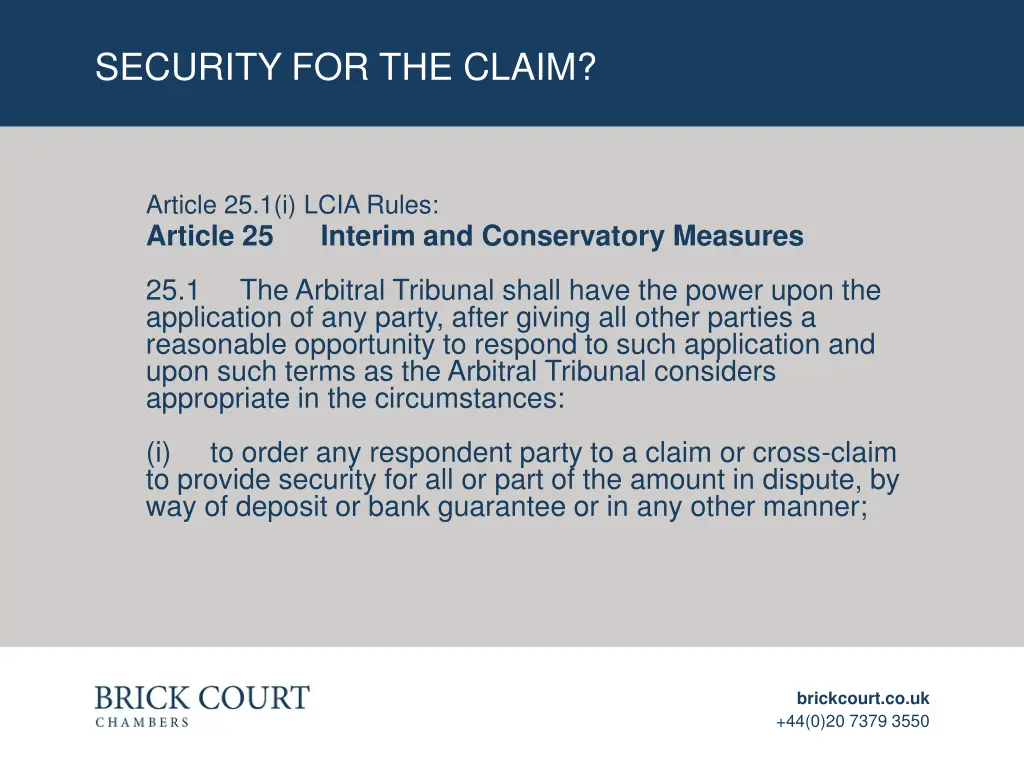 security for the claim