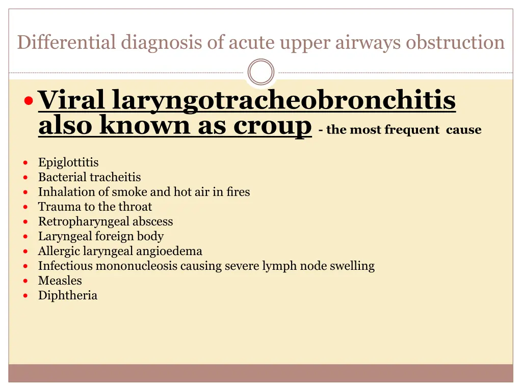 differential diagnosis of acute upper airways