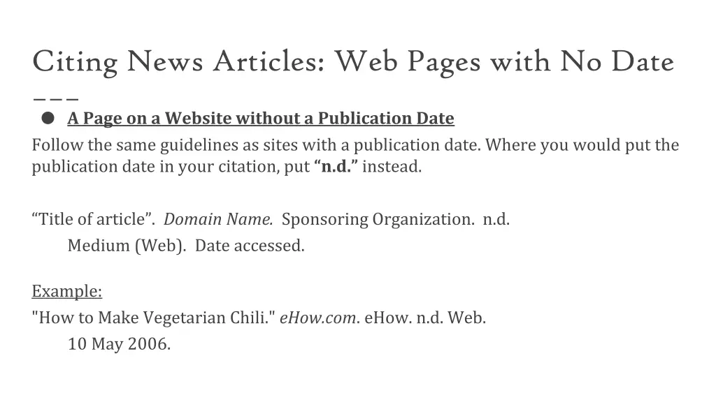 citing news articles web pages with no date