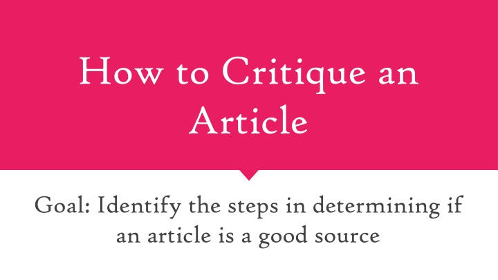 how to critique an article
