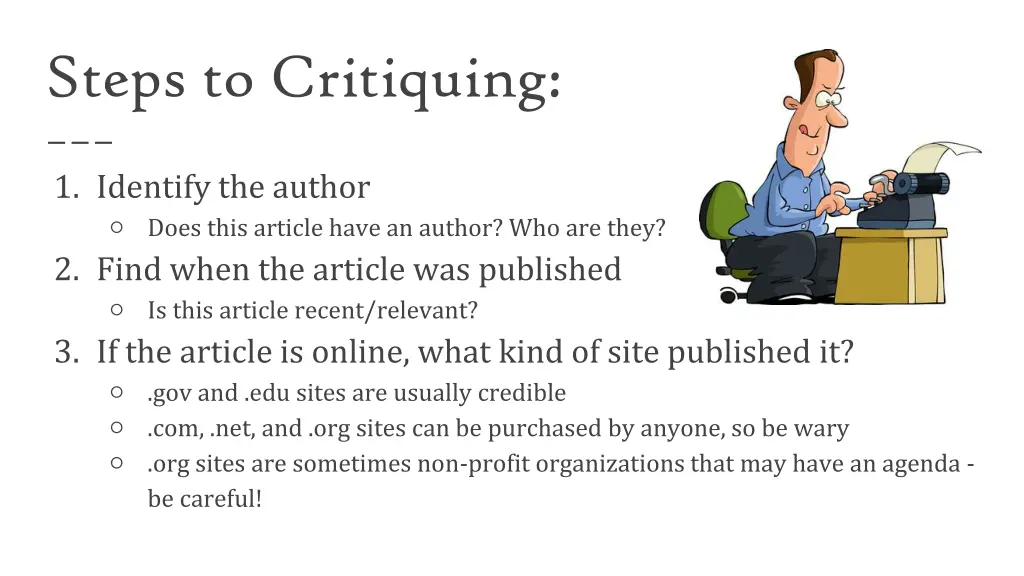steps to critiquing