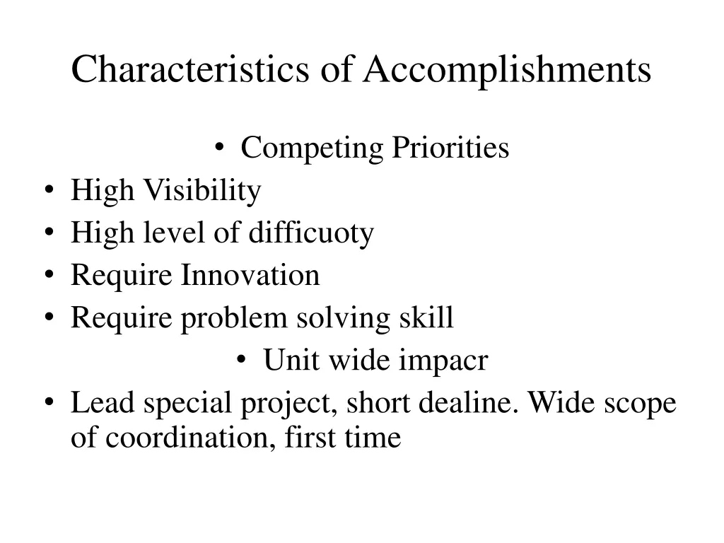 characteristics of accomplishments