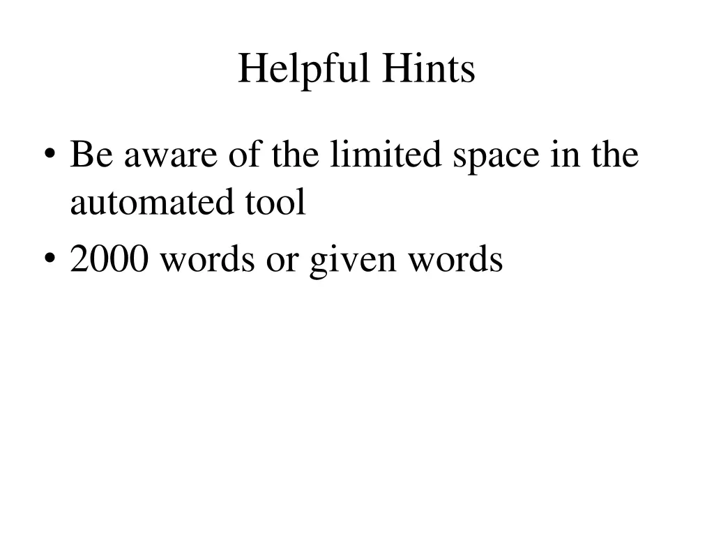 helpful hints