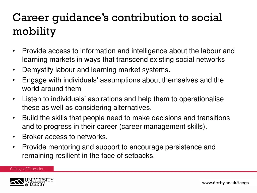 career guidance s contribution to social mobility