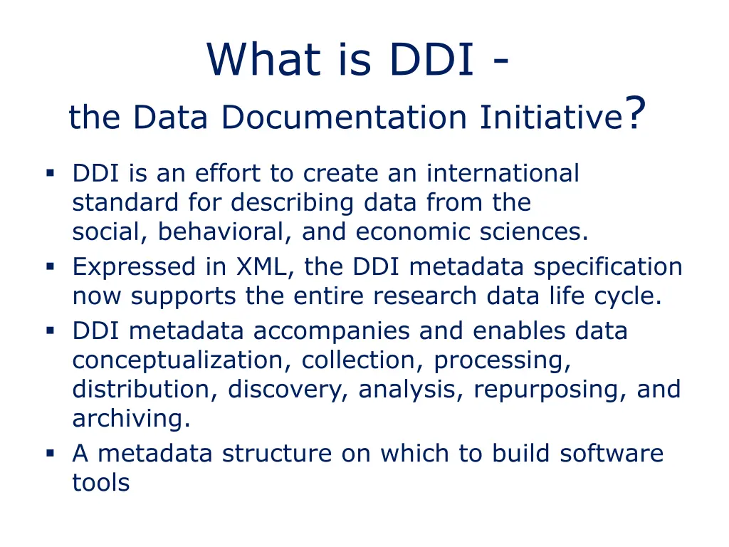 what is ddi the data documentation initiative