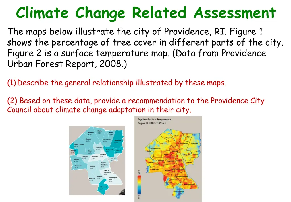 climate change related assessment the maps below