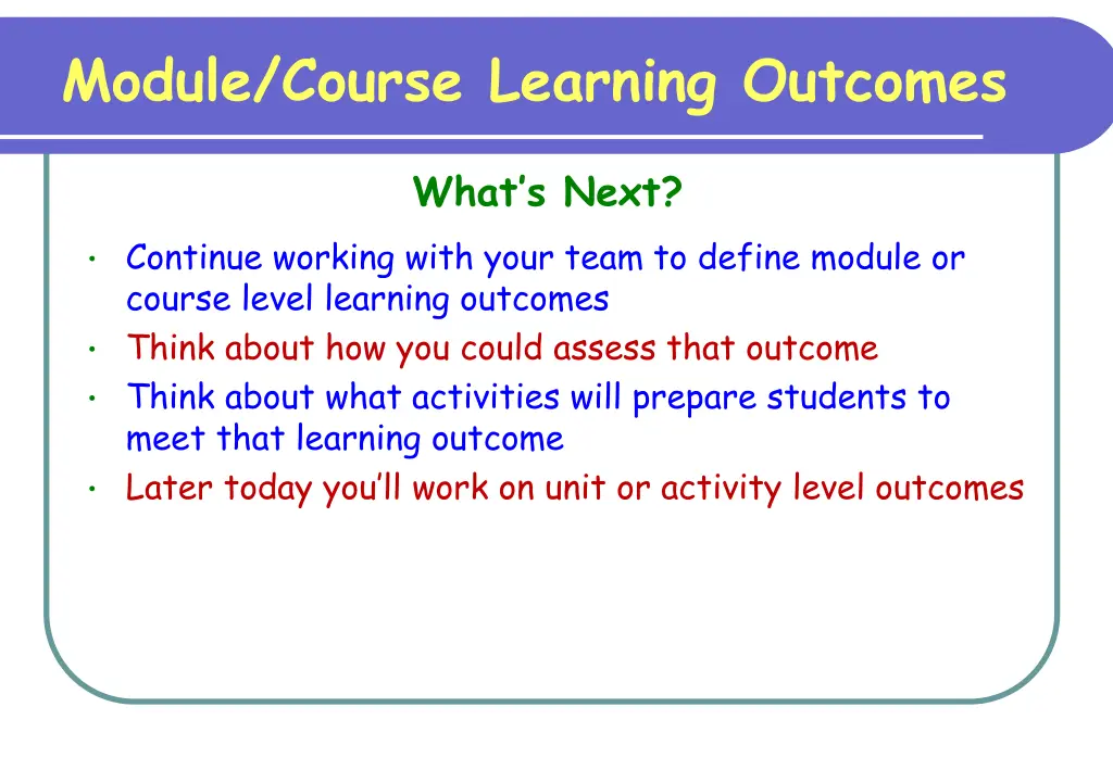 module course learning outcomes