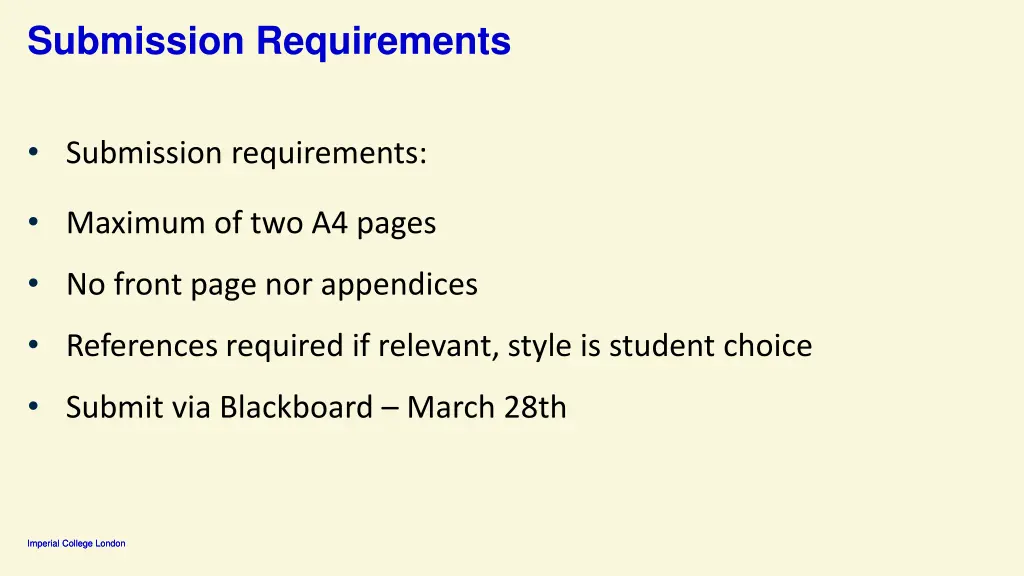 submission requirements