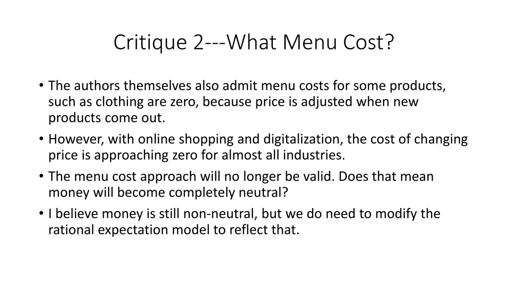 critique 2 what menu cost