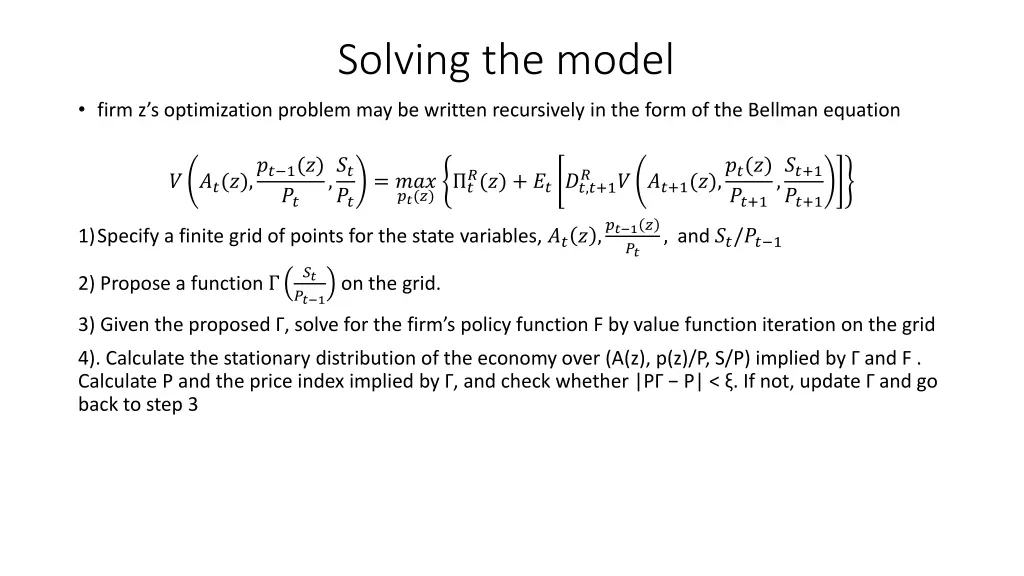 solving the model