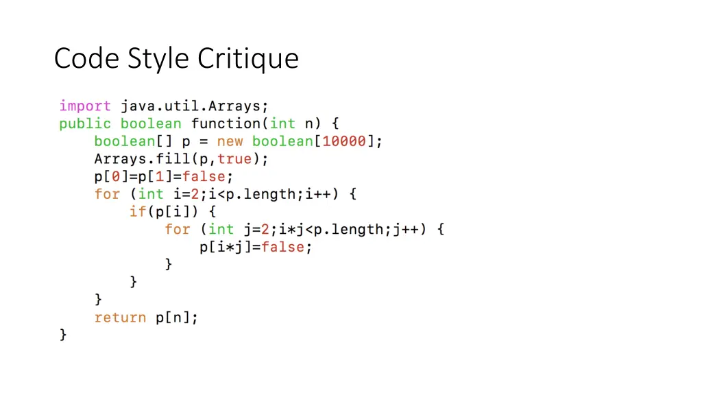 code style critique