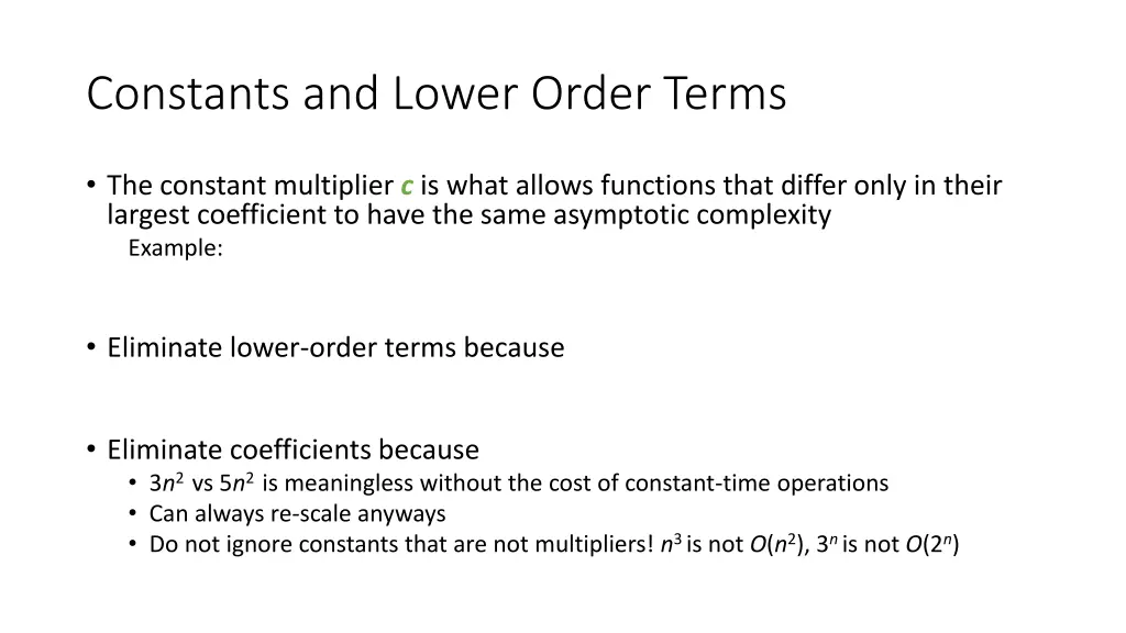 constants and lower order terms