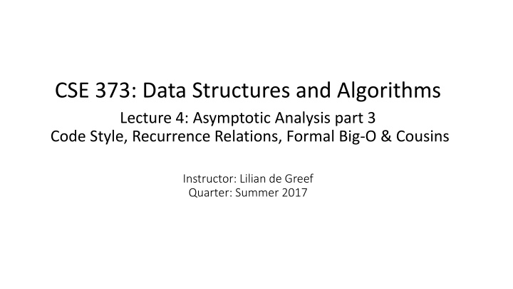 cse 373 data structures and algorithms lecture