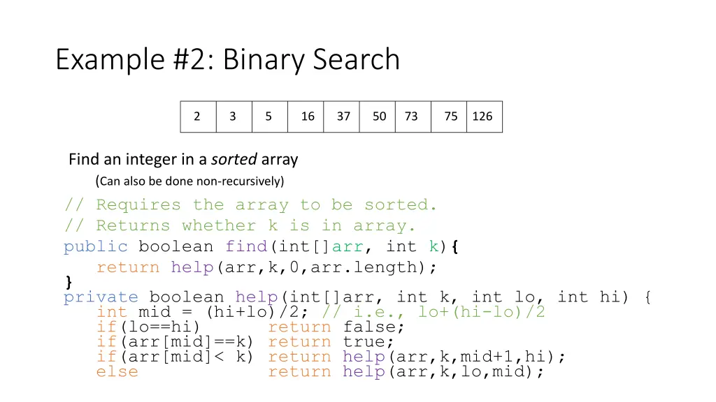 example 2 binary search