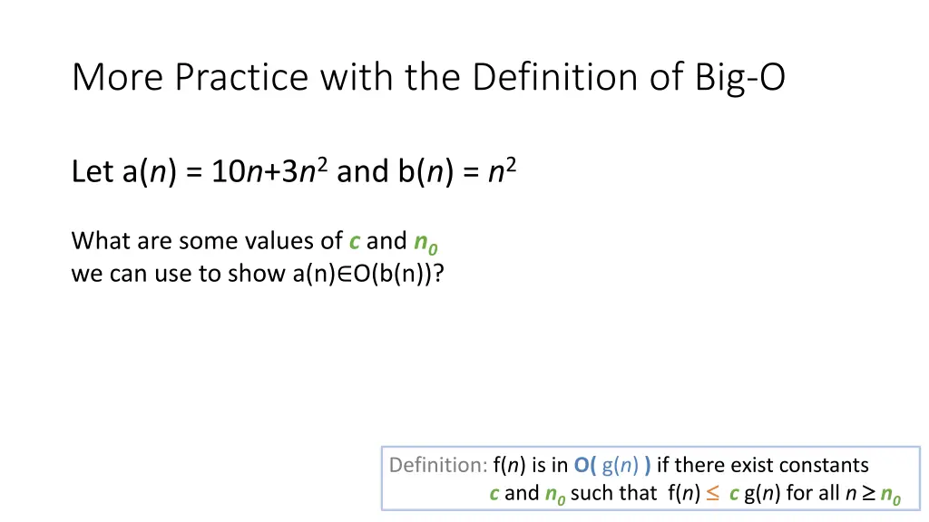 more practice with the definition of big o