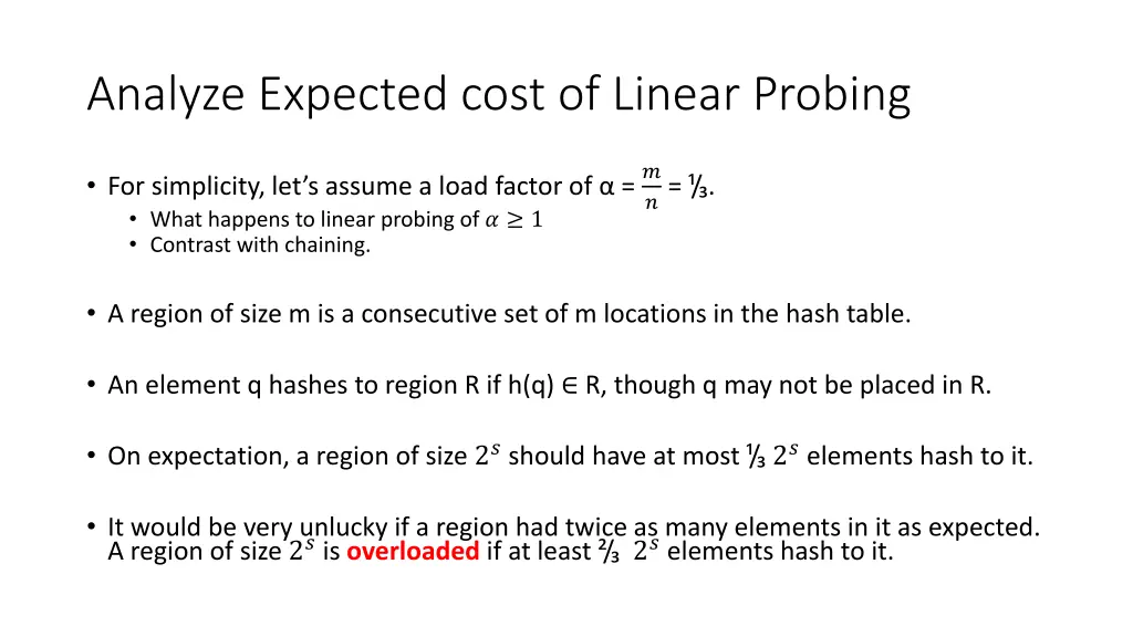 analyze expected cost of linear probing