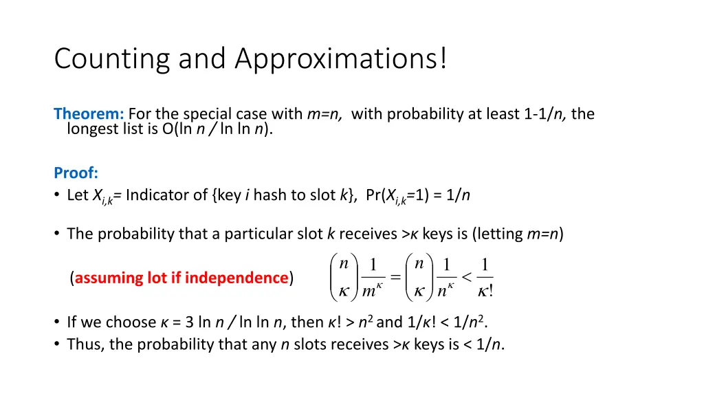 counting and approximations