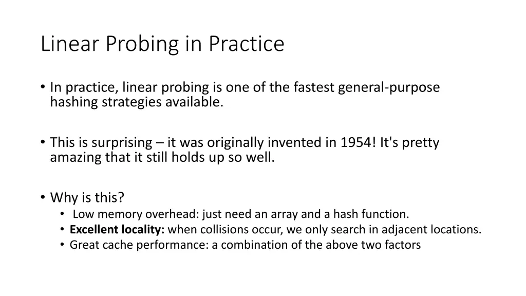 linear probing in practice