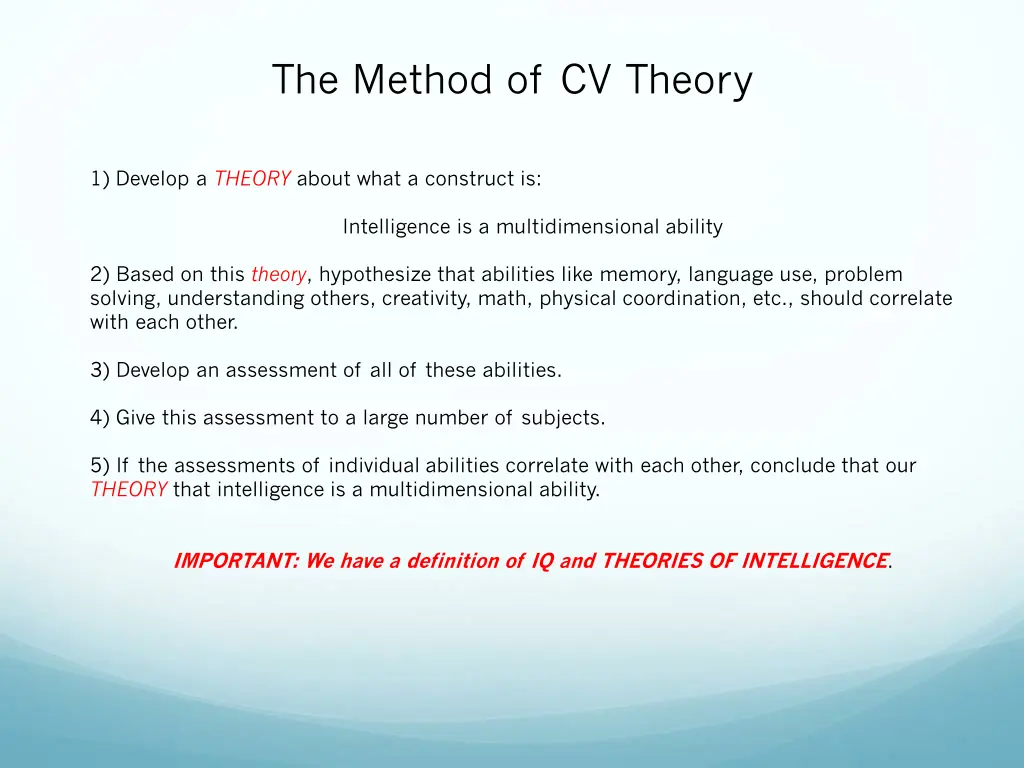 the method of cv theory
