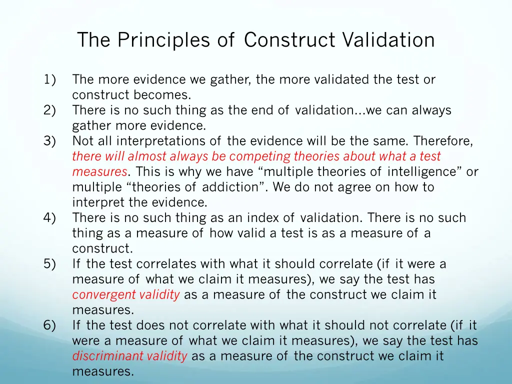 the principles of construct validation
