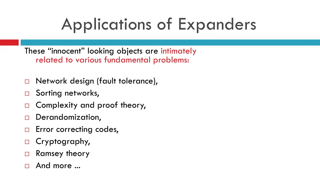 applications of expanders