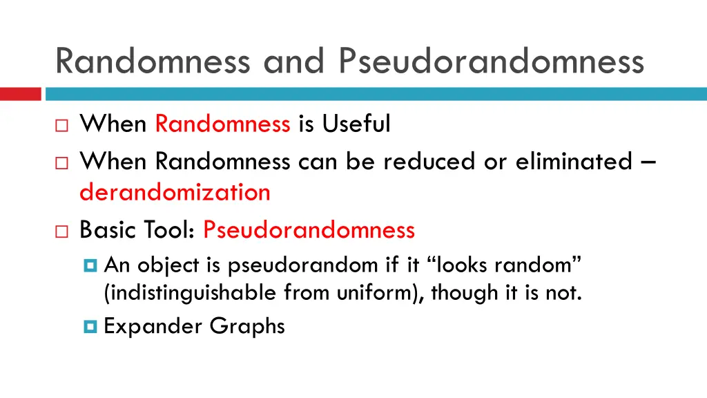 randomness and pseudorandomness 1