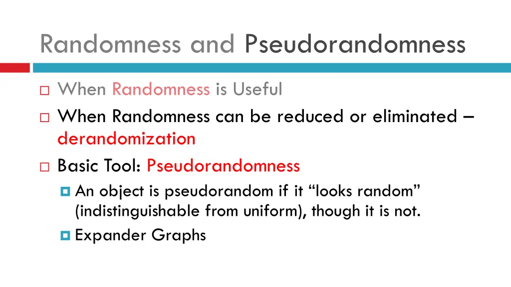 randomness and pseudorandomness 2