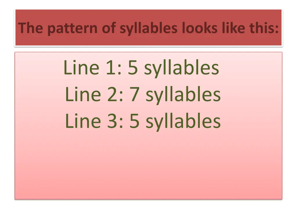 the pattern of syllables looks like this