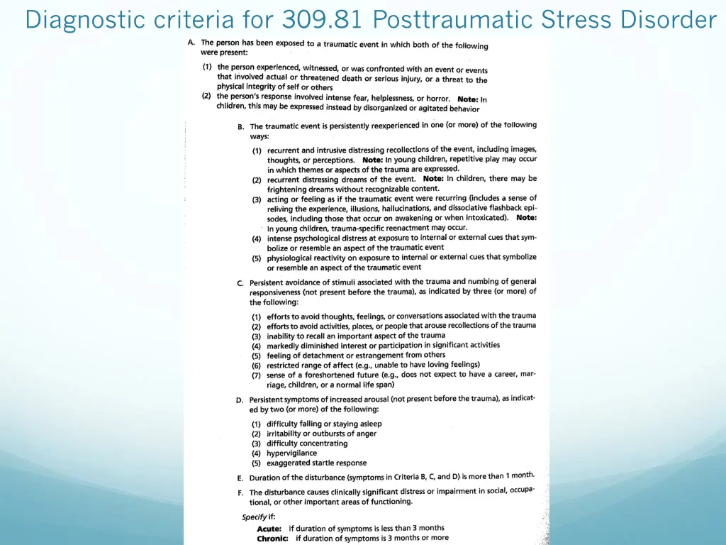 diagnostic criteria for 309 81 posttraumatic