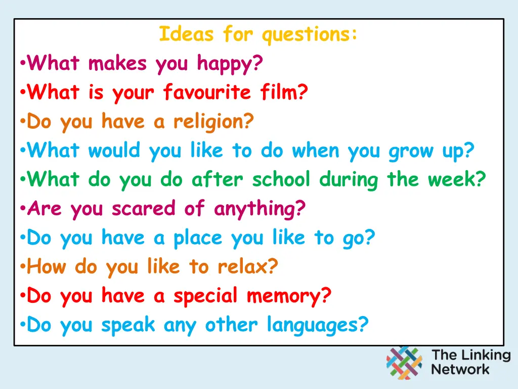ideas for questions