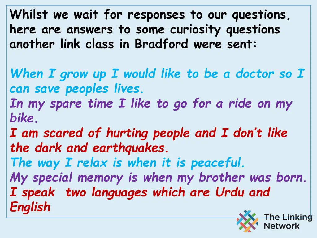 whilst we wait for responses to our questions