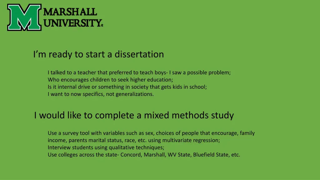 i m ready to start a dissertation