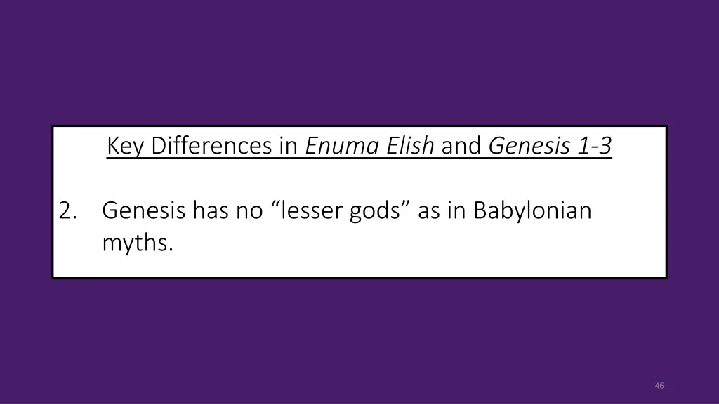 key differences in enuma elish and genesis 1 3 1