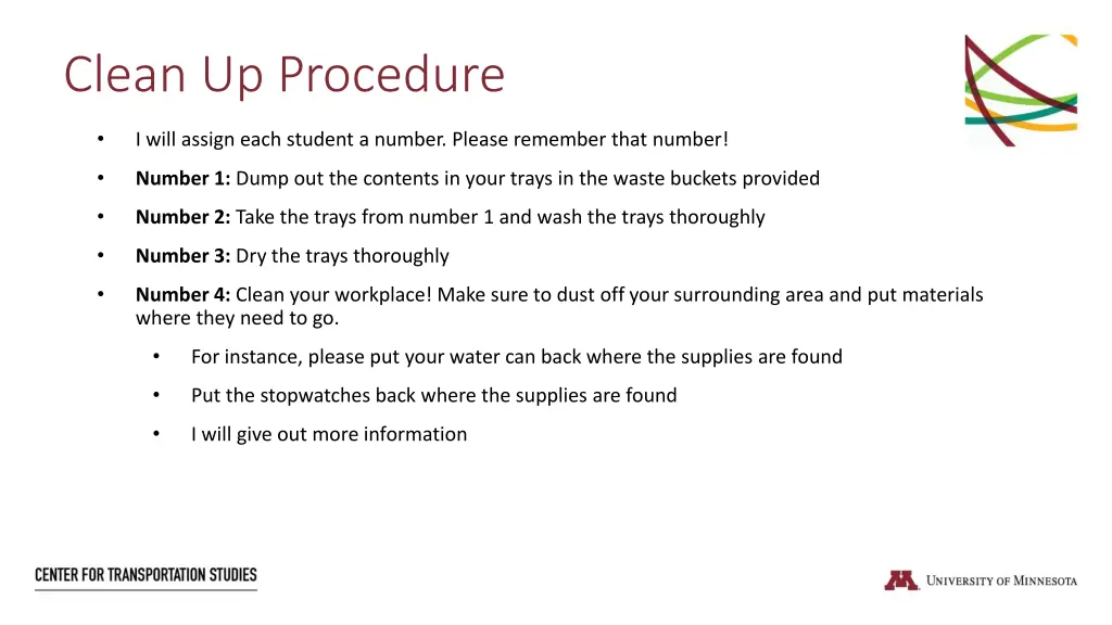 clean up procedure