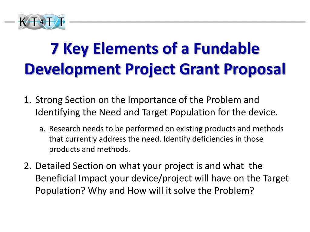 7 key elements of a fundable development project