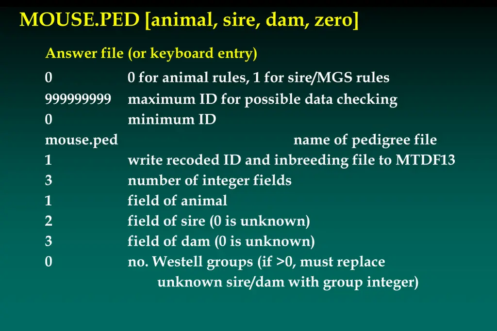 mouse ped animal sire dam zero
