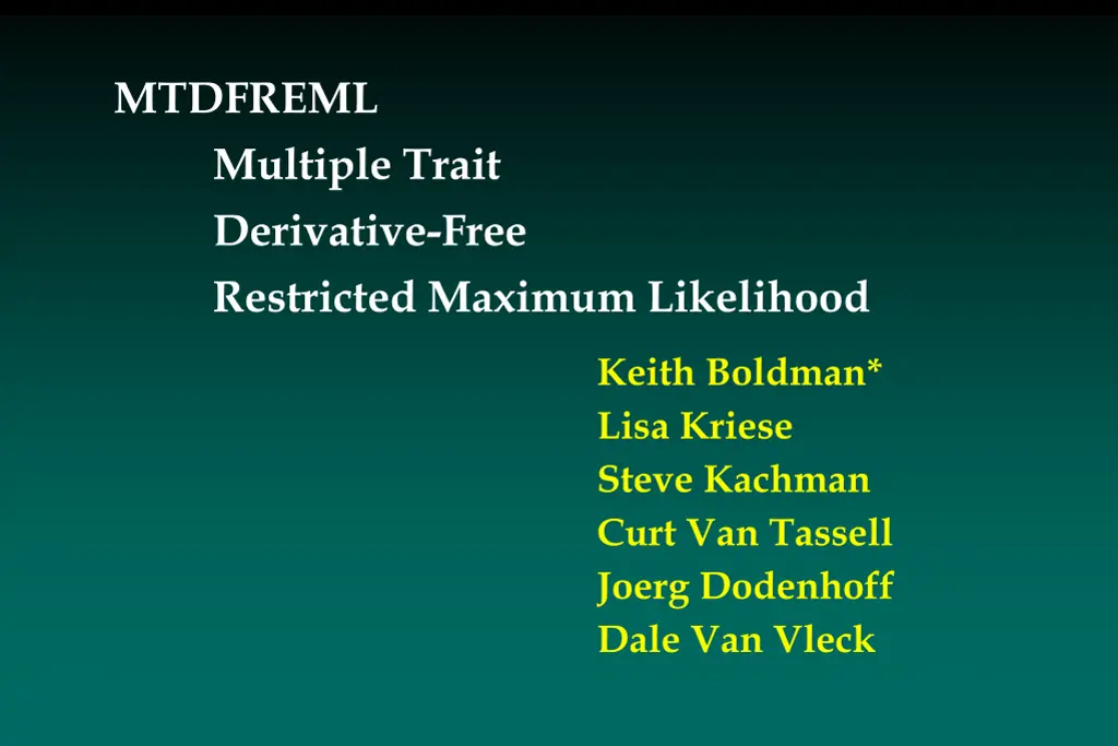 mtdfreml multiple trait derivative free