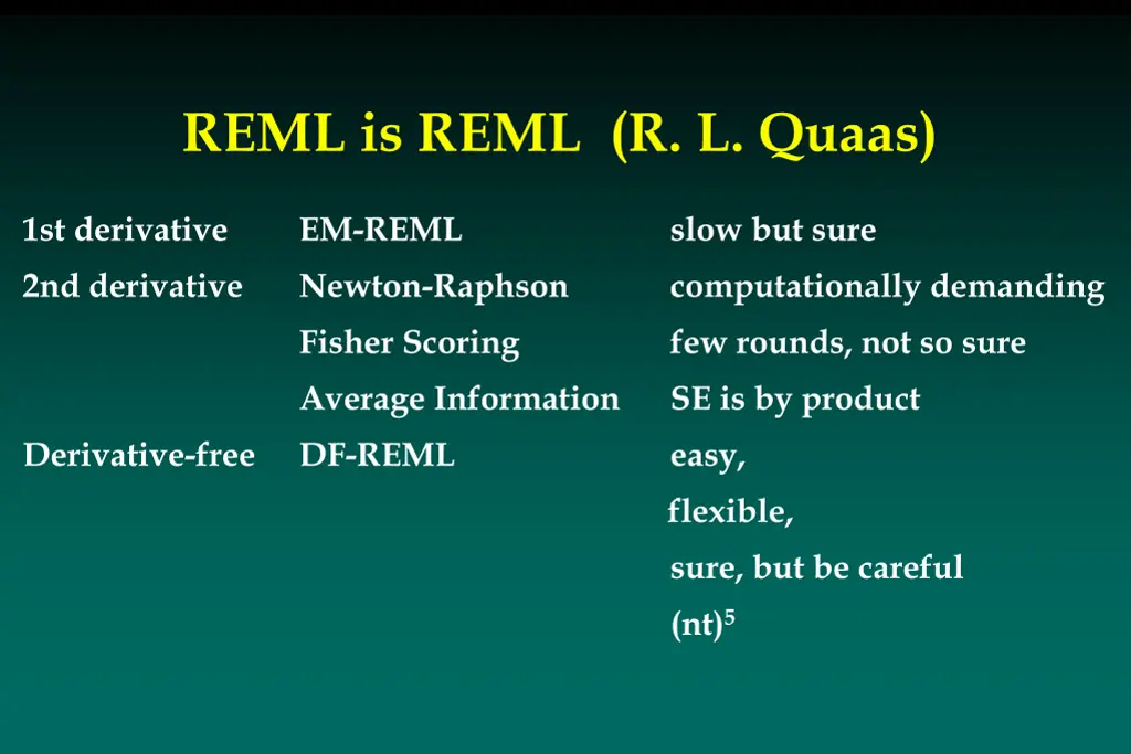 reml is reml r l quaas