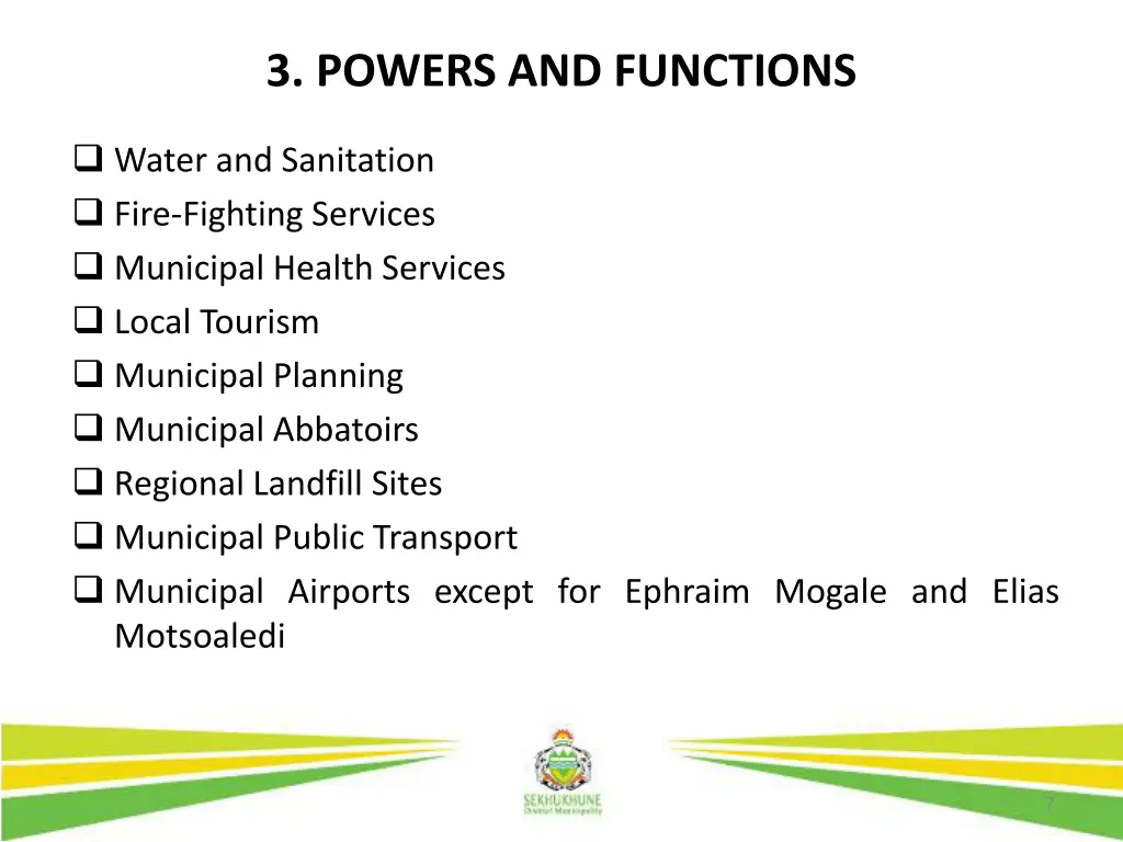 3 powers and functions